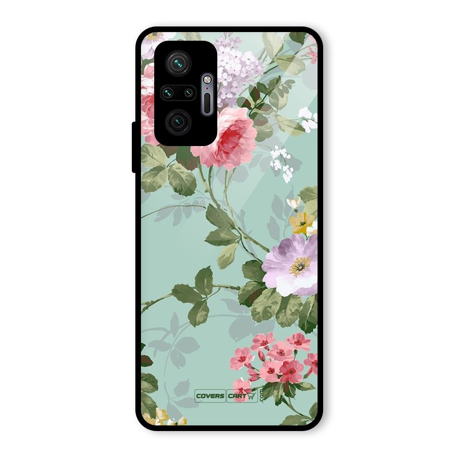 Desinger Floral Glass Back Case for Redmi Note 10 Pro