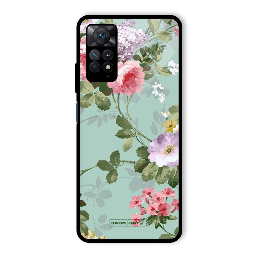 Desinger Floral Glass Back Case for Redmi Note 11 Pro