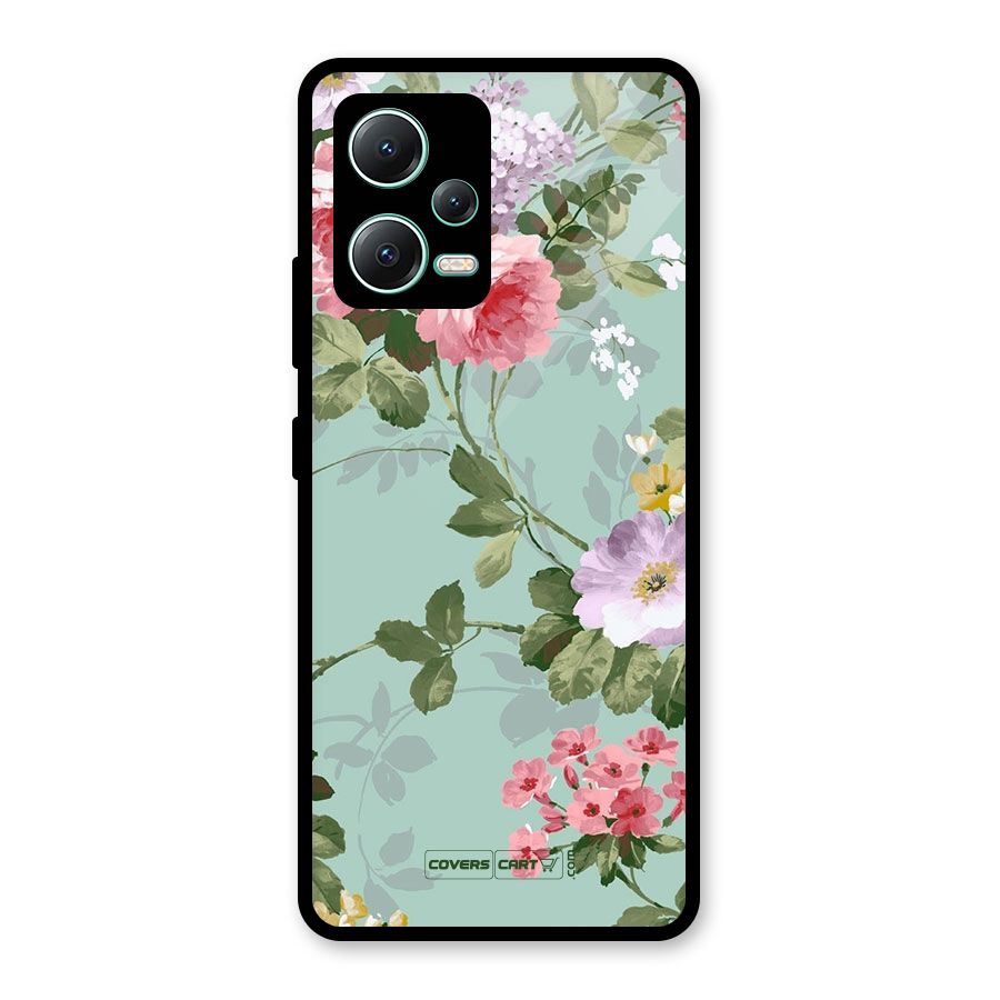 Desinger Floral Glass Back Case for Redmi Note 12 5G