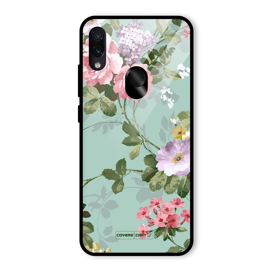 Desinger Floral Glass Back Case for Redmi Note 7