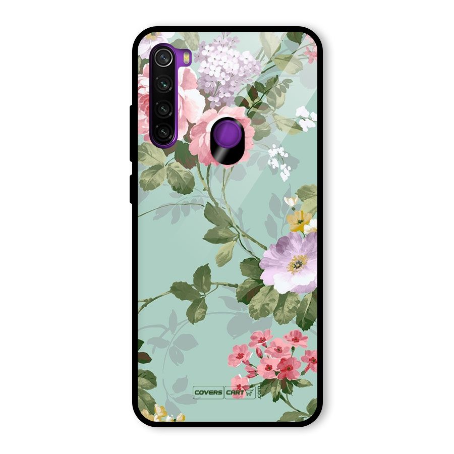 Desinger Floral Glass Back Case for Redmi Note 8