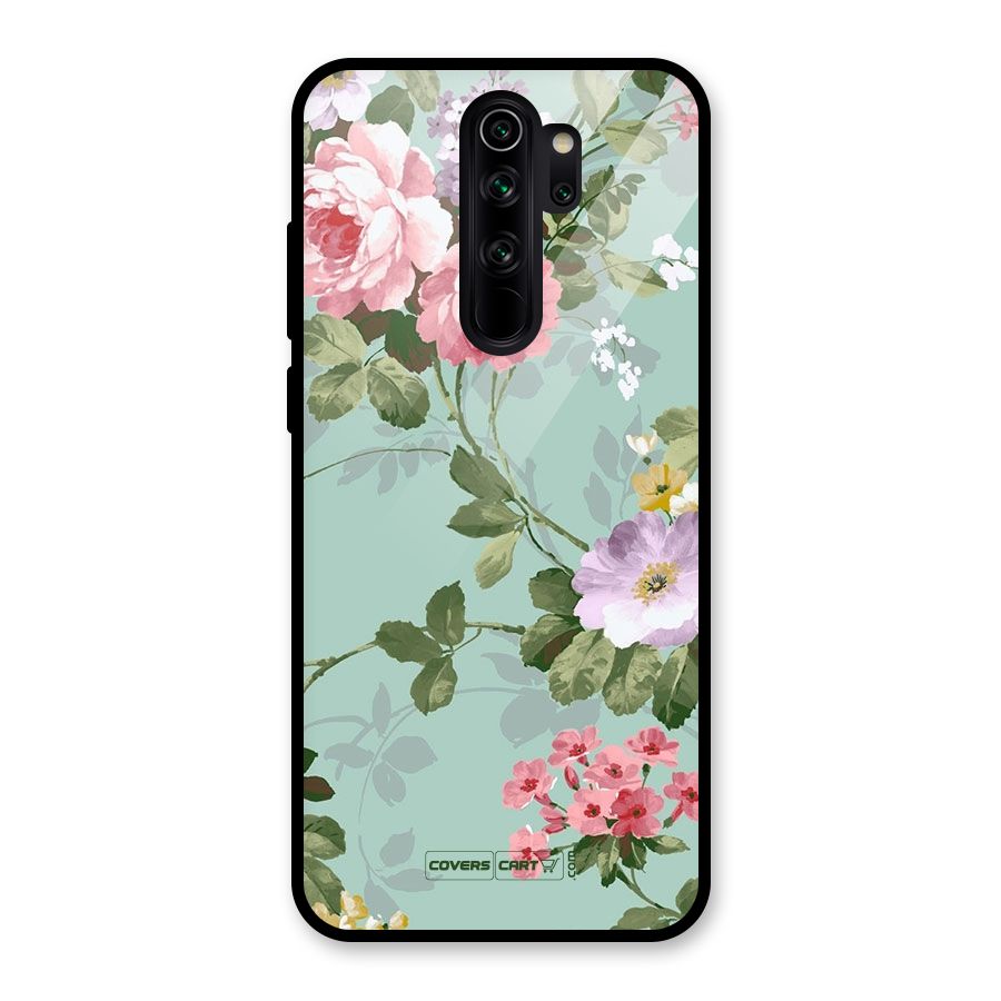 Desinger Floral Glass Back Case for Redmi Note 8 Pro