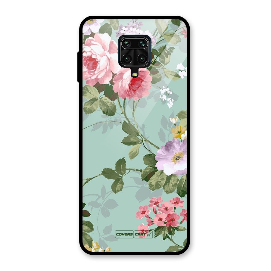 Desinger Floral Glass Back Case for Redmi Note 9 Pro