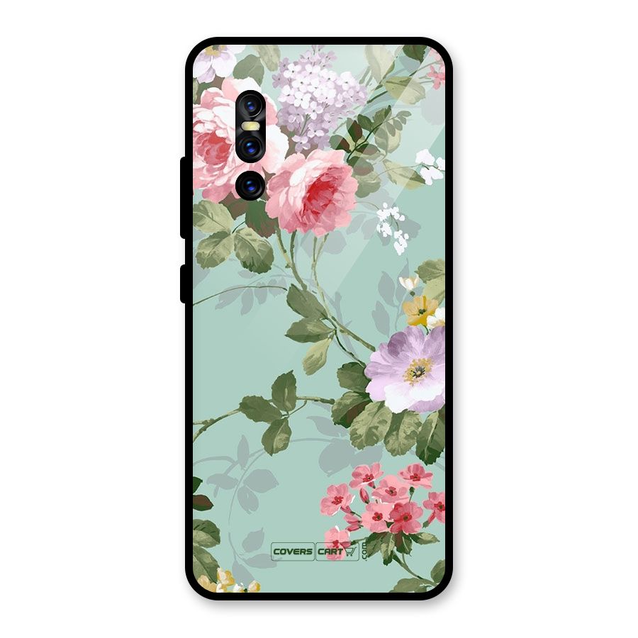 Desinger Floral Glass Back Case for Vivo V15 Pro