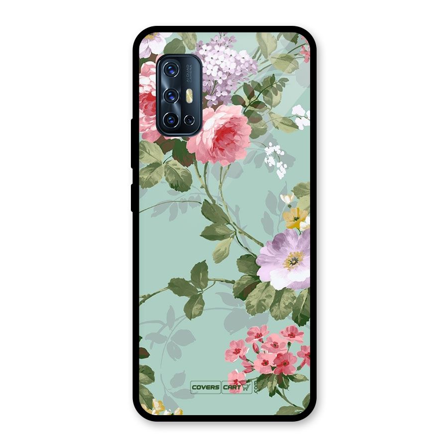 Desinger Floral Glass Back Case for Vivo V17