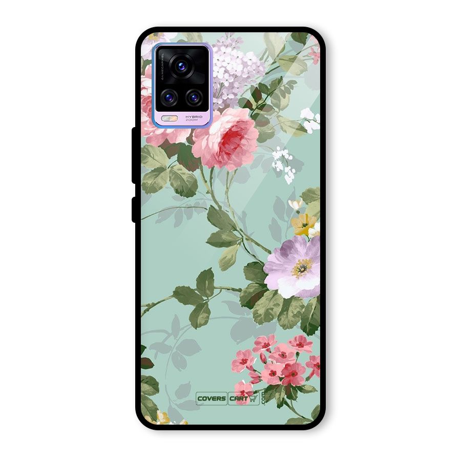 Desinger Floral Glass Back Case for Vivo V20 Pro
