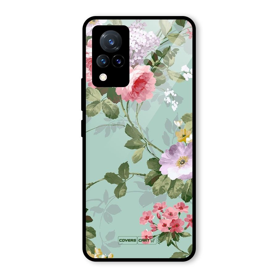 Desinger Floral Glass Back Case for Vivo V21 5G