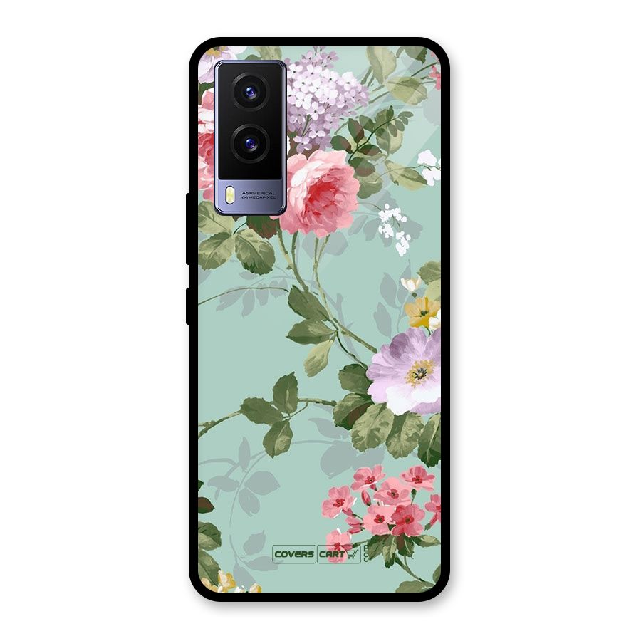 Desinger Floral Glass Back Case for Vivo V21e 5G