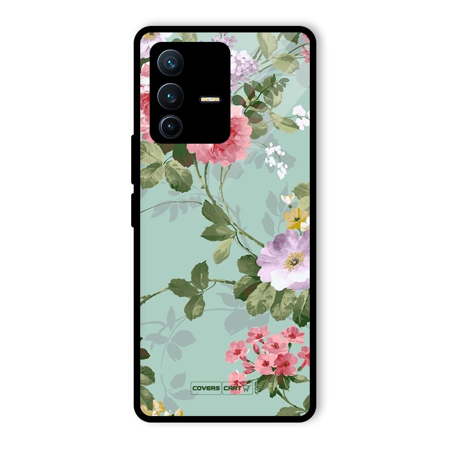 Desinger Floral Glass Back Case for Vivo V23 Pro