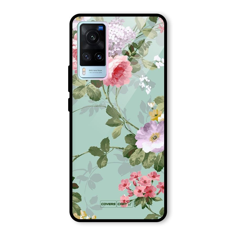 Desinger Floral Glass Back Case for Vivo X60
