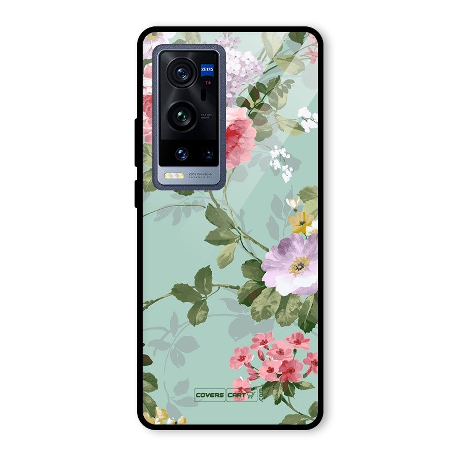 Desinger Floral Glass Back Case for Vivo X60 Pro Plus