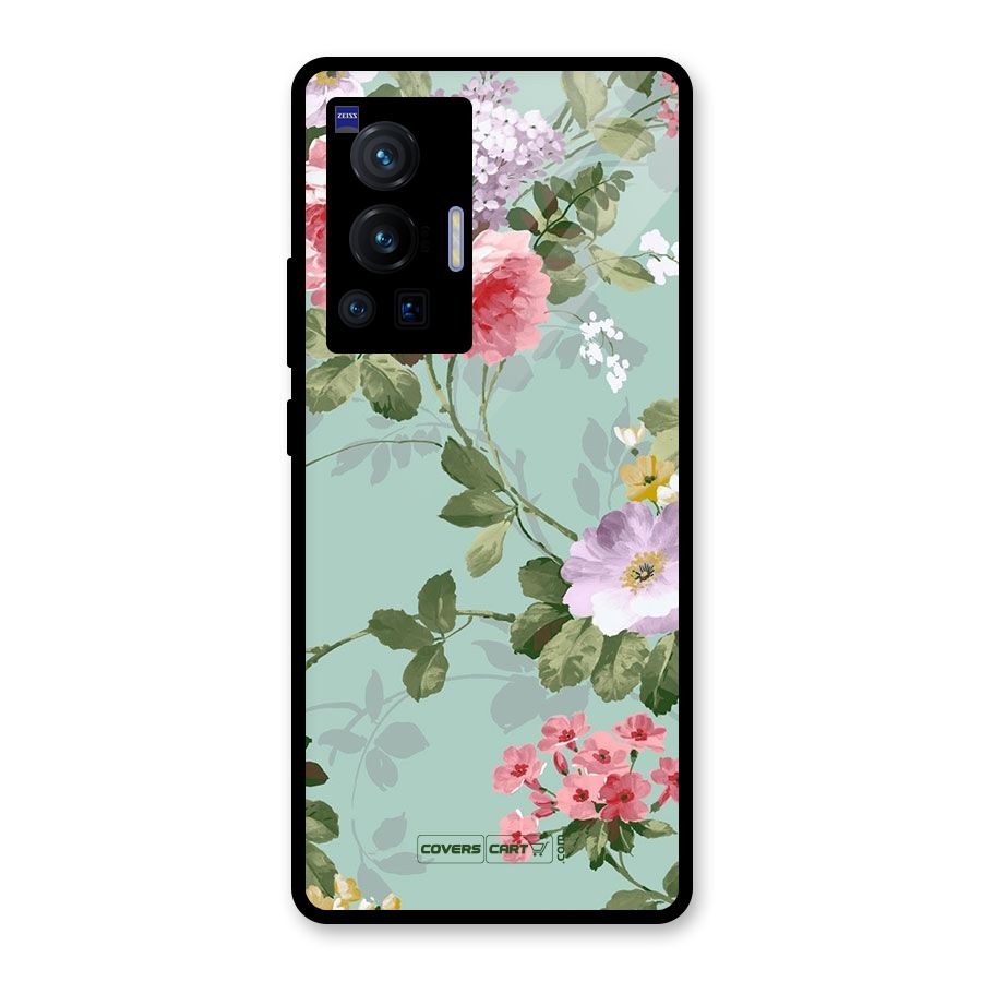 Desinger Floral Glass Back Case for Vivo X70 Pro