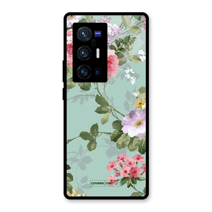 Desinger Floral Glass Back Case for Vivo X70 Pro Plus