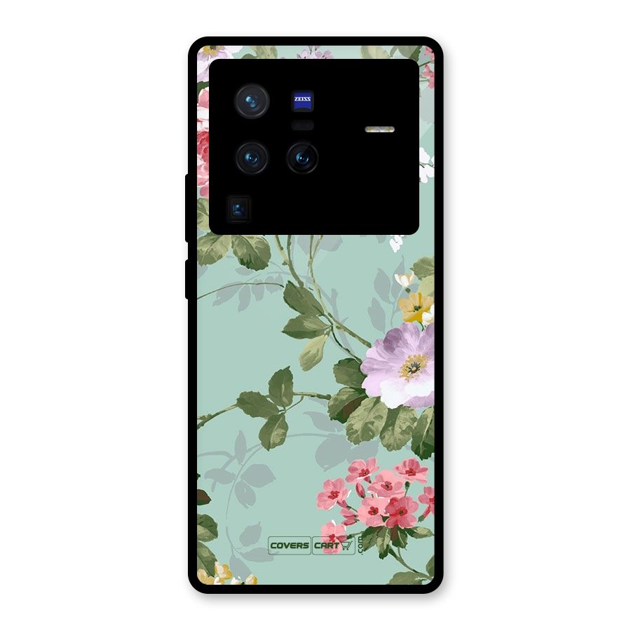 Desinger Floral Glass Back Case for Vivo X80 Pro