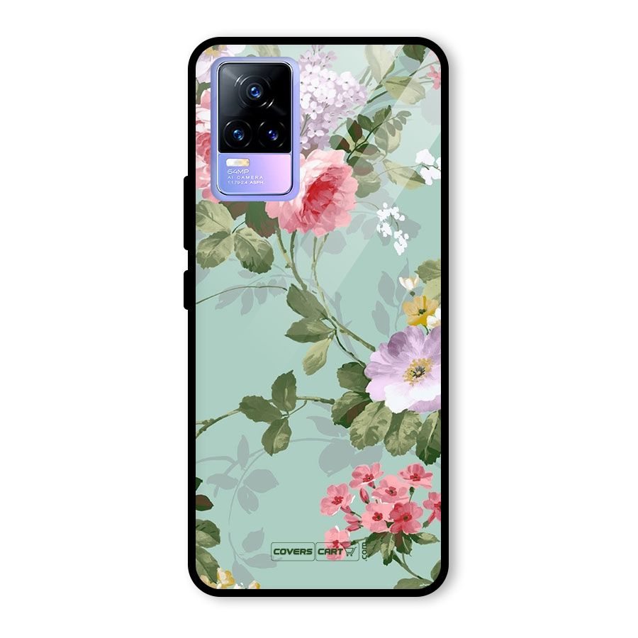 Desinger Floral Glass Back Case for Vivo Y73