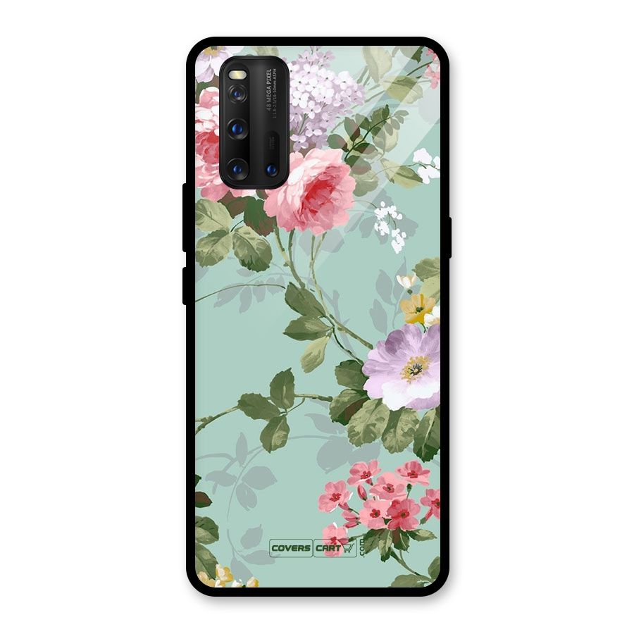 Desinger Floral Glass Back Case for Vivo iQOO 3
