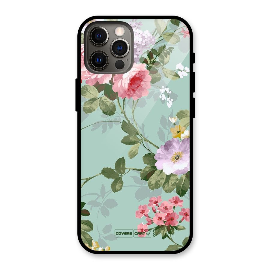 Desinger Floral Glass Back Case for iPhone 12 Pro