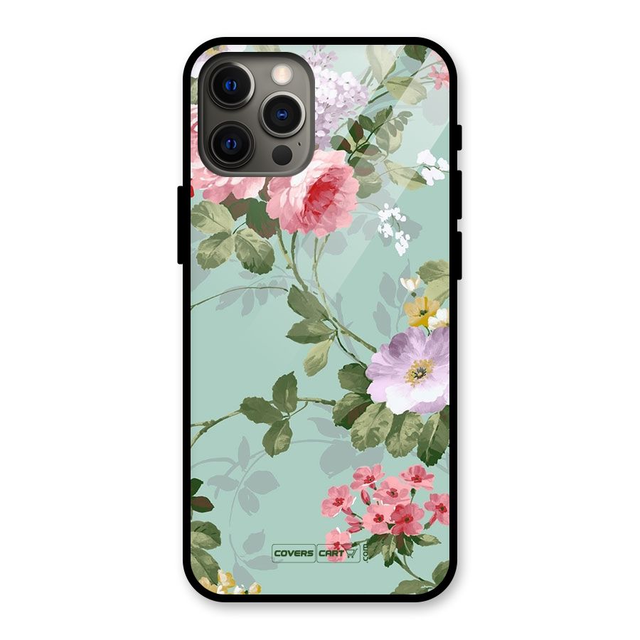 Desinger Floral Glass Back Case for iPhone 12 Pro Max