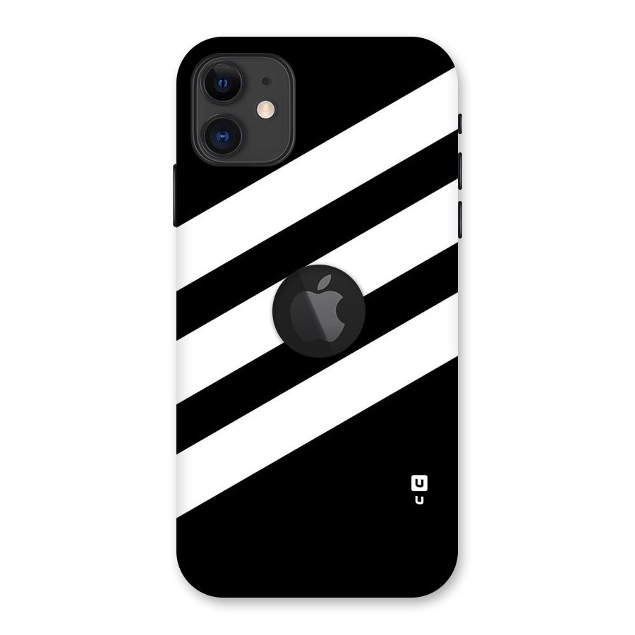 Diagonal Classic Stripes Back Case for iPhone 11 Logo Cut