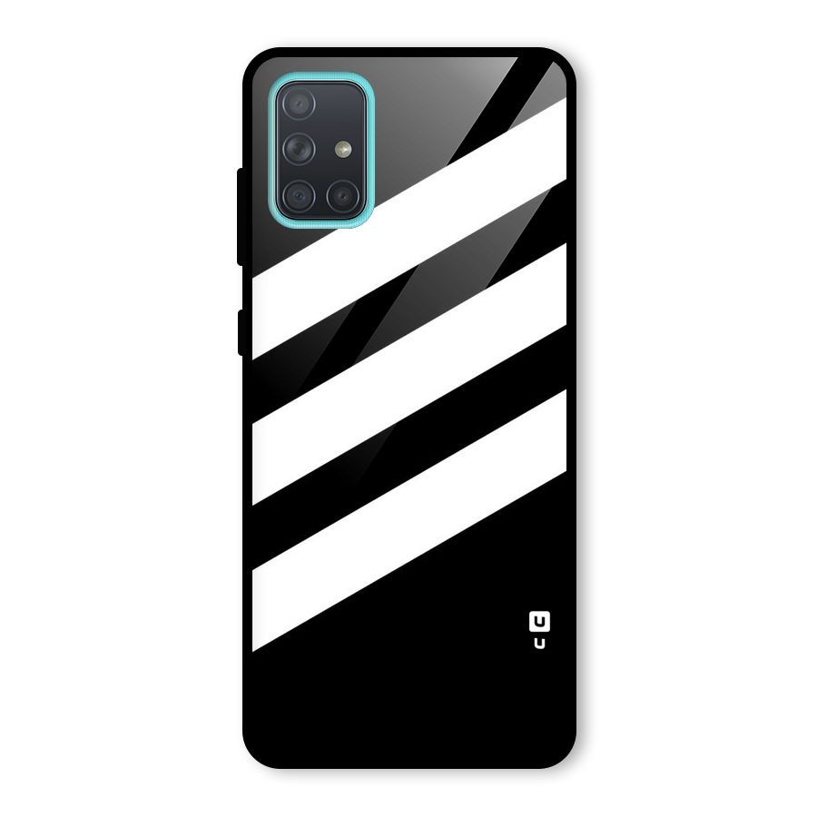 Diagonal Classic Stripes Glass Back Case for Galaxy A71