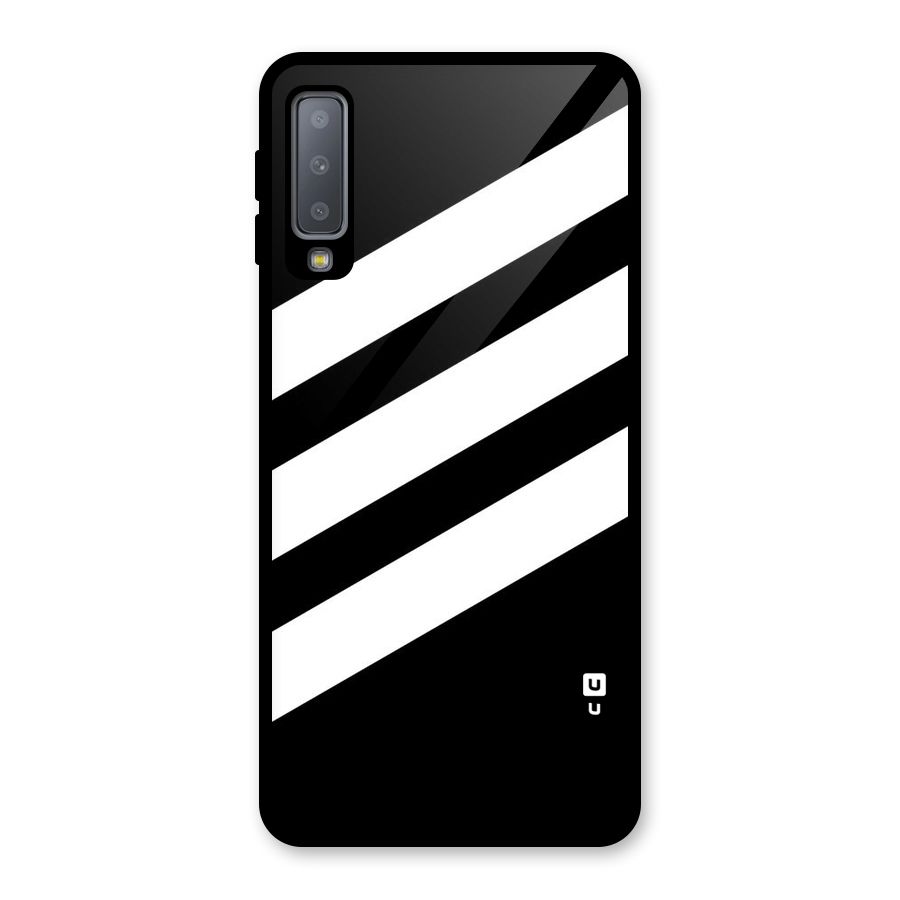 Diagonal Classic Stripes Glass Back Case for Galaxy A7 (2018)