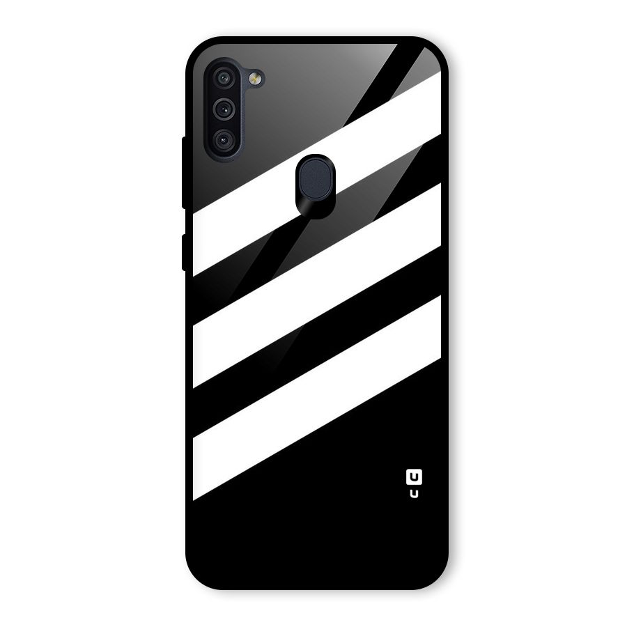 Diagonal Classic Stripes Glass Back Case for Galaxy M11
