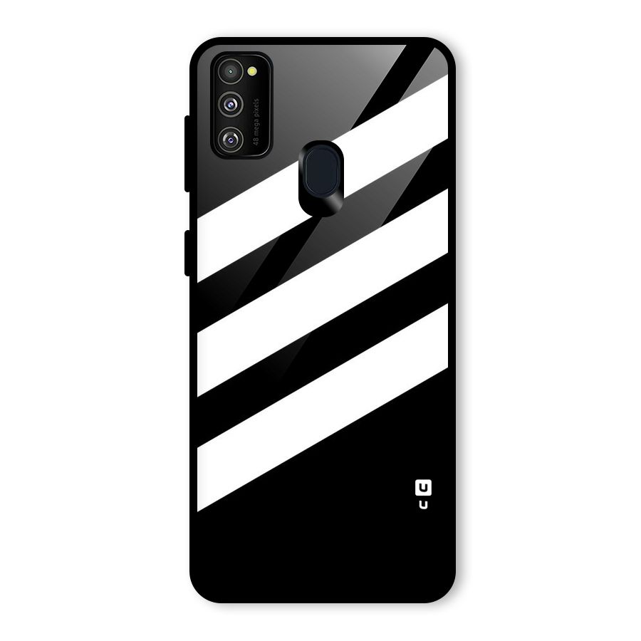 Diagonal Classic Stripes Glass Back Case for Galaxy M30s