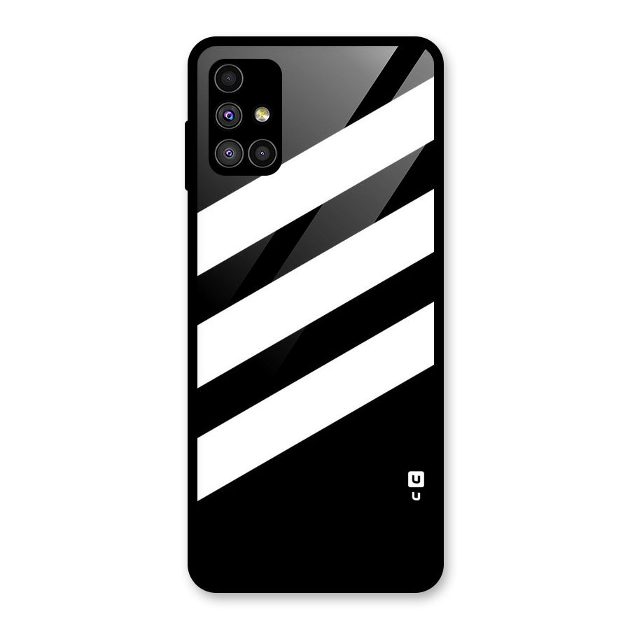 Diagonal Classic Stripes Glass Back Case for Galaxy M51