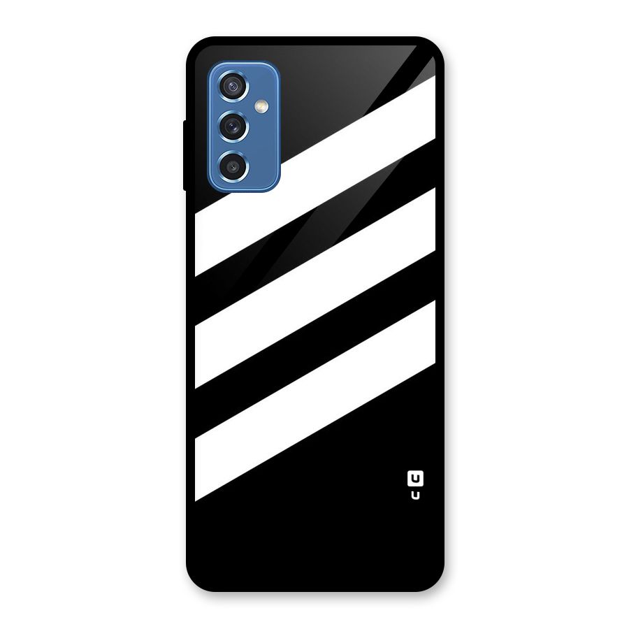 Diagonal Classic Stripes Glass Back Case for Galaxy M52 5G