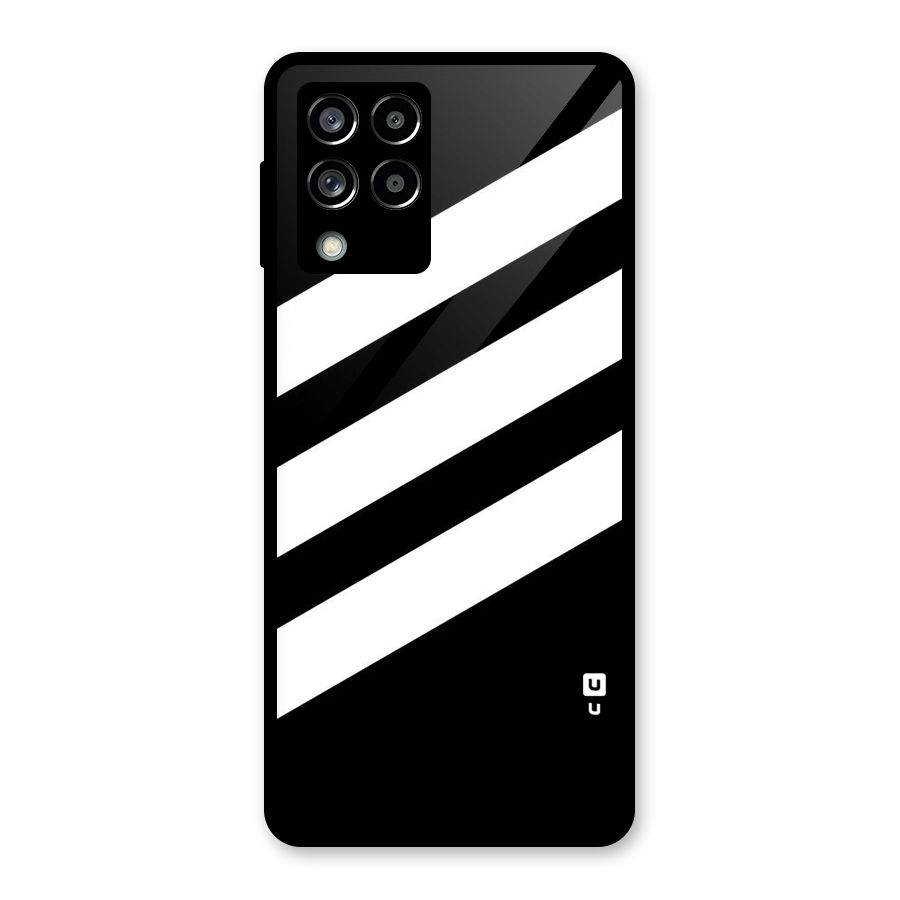 Diagonal Classic Stripes Glass Back Case for Galaxy M53 5G