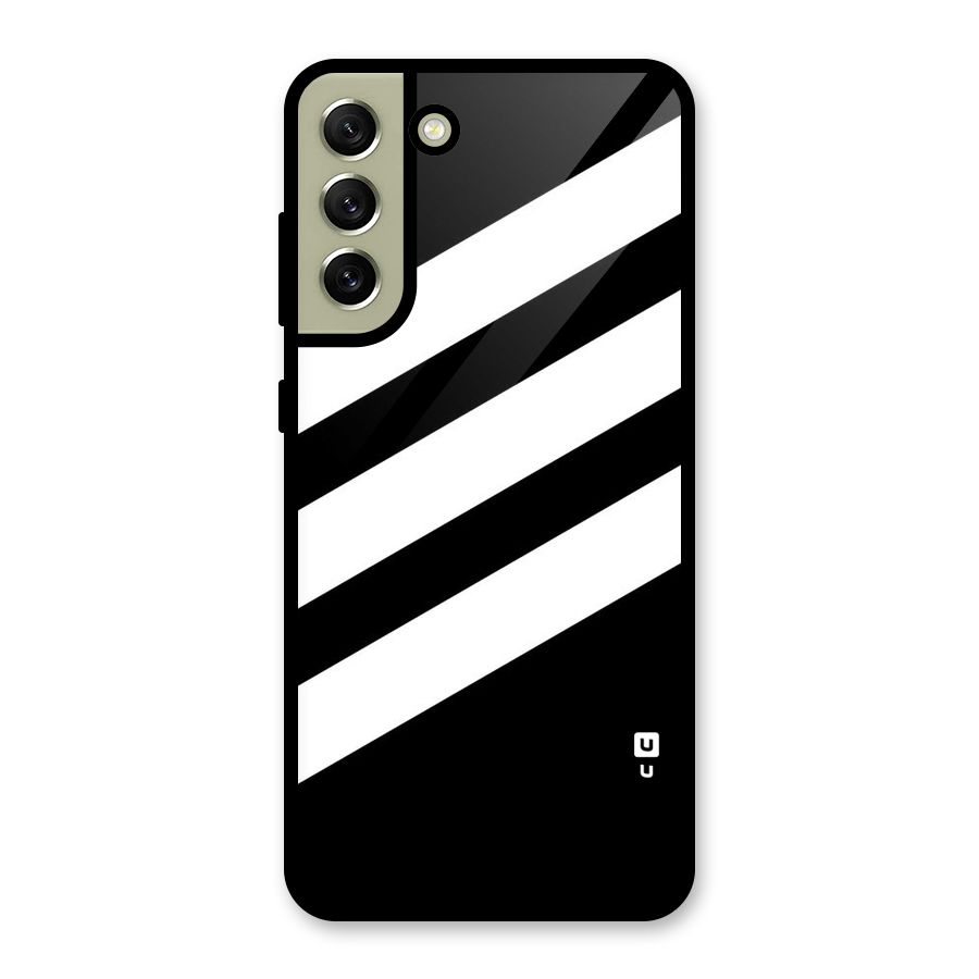 Diagonal Classic Stripes Glass Back Case for Galaxy S21 FE 5G