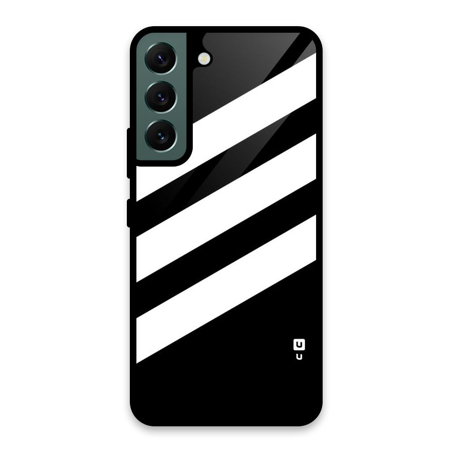 Diagonal Classic Stripes Glass Back Case for Galaxy S22 5G