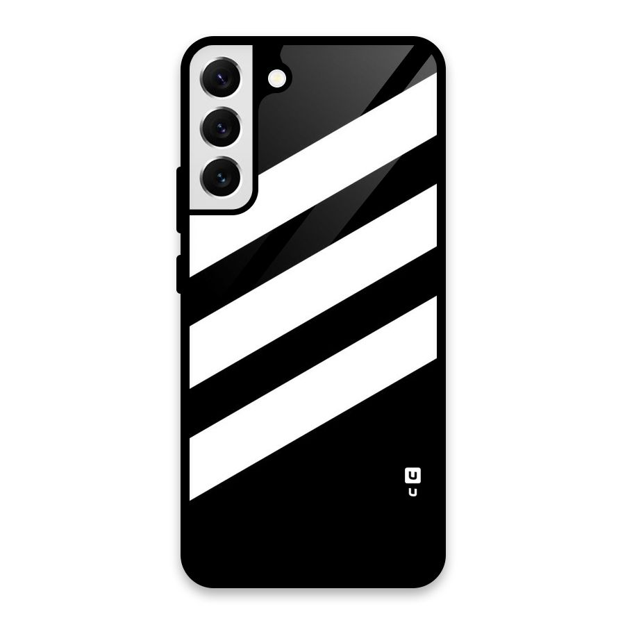 Diagonal Classic Stripes Glass Back Case for Galaxy S22 Plus 5G