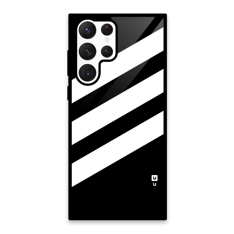 Diagonal Classic Stripes Glass Back Case for Galaxy S22 Ultra 5G