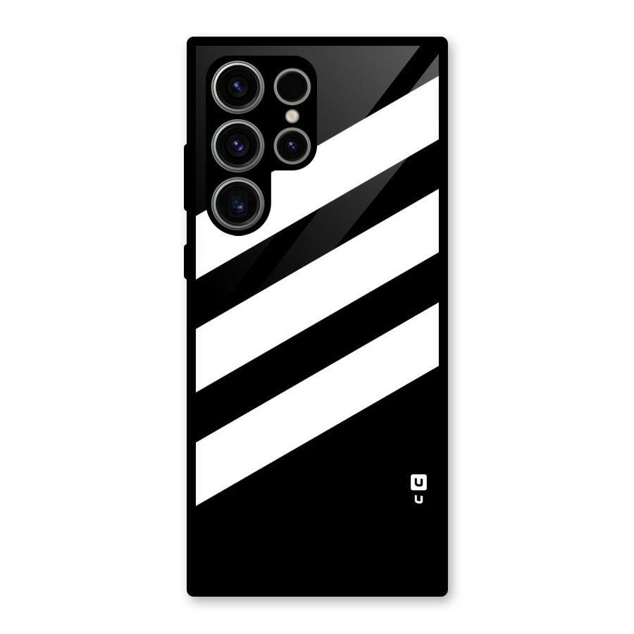Diagonal Classic Stripes Glass Back Case for Galaxy S23 Ultra