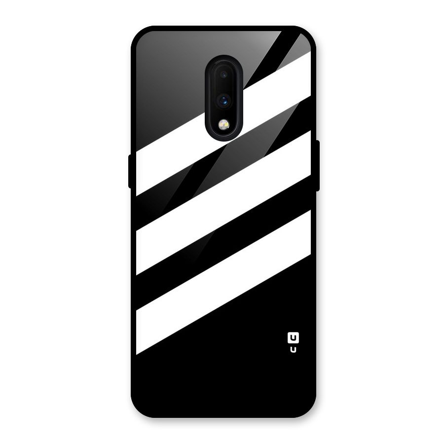 Diagonal Classic Stripes Glass Back Case for OnePlus 7