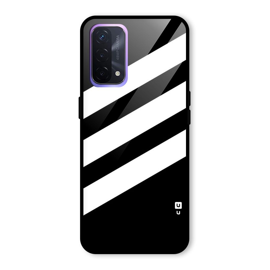 Diagonal Classic Stripes Glass Back Case for Oppo A74 5G