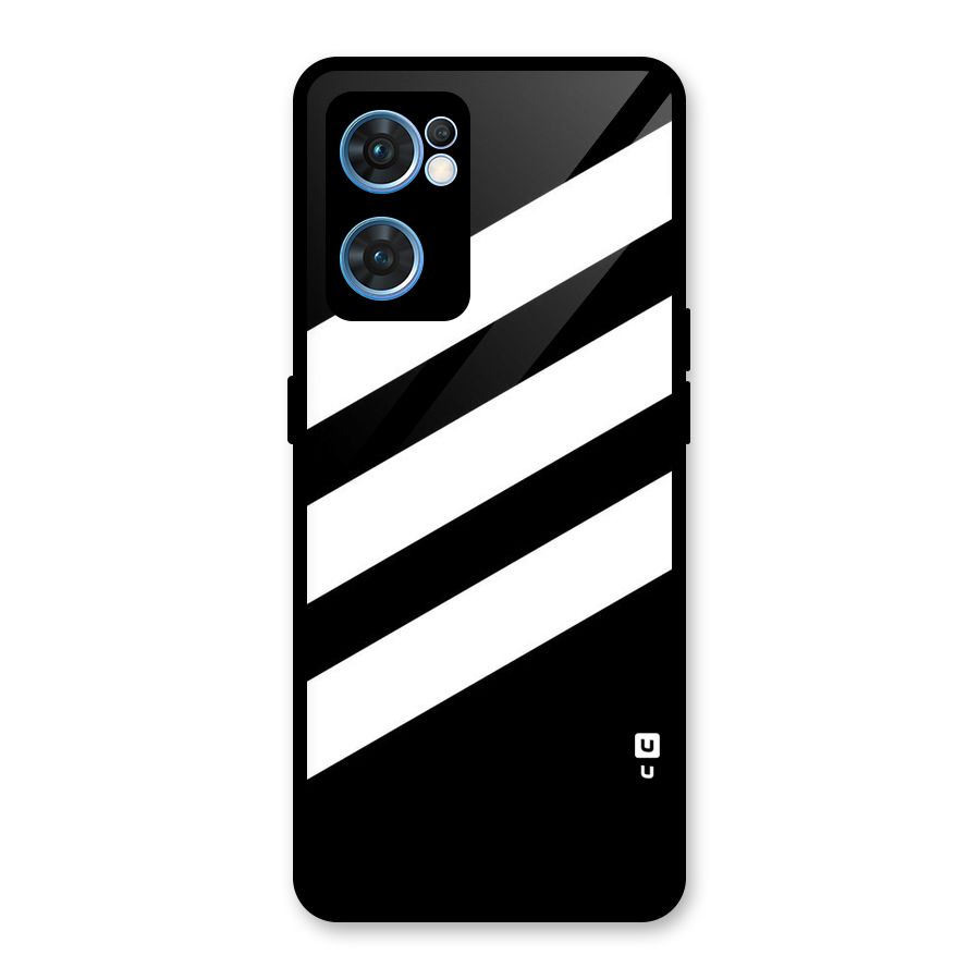 Diagonal Classic Stripes Glass Back Case for Oppo Reno7 5G