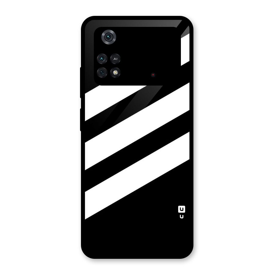 Diagonal Classic Stripes Glass Back Case for Poco M4 Pro 4G