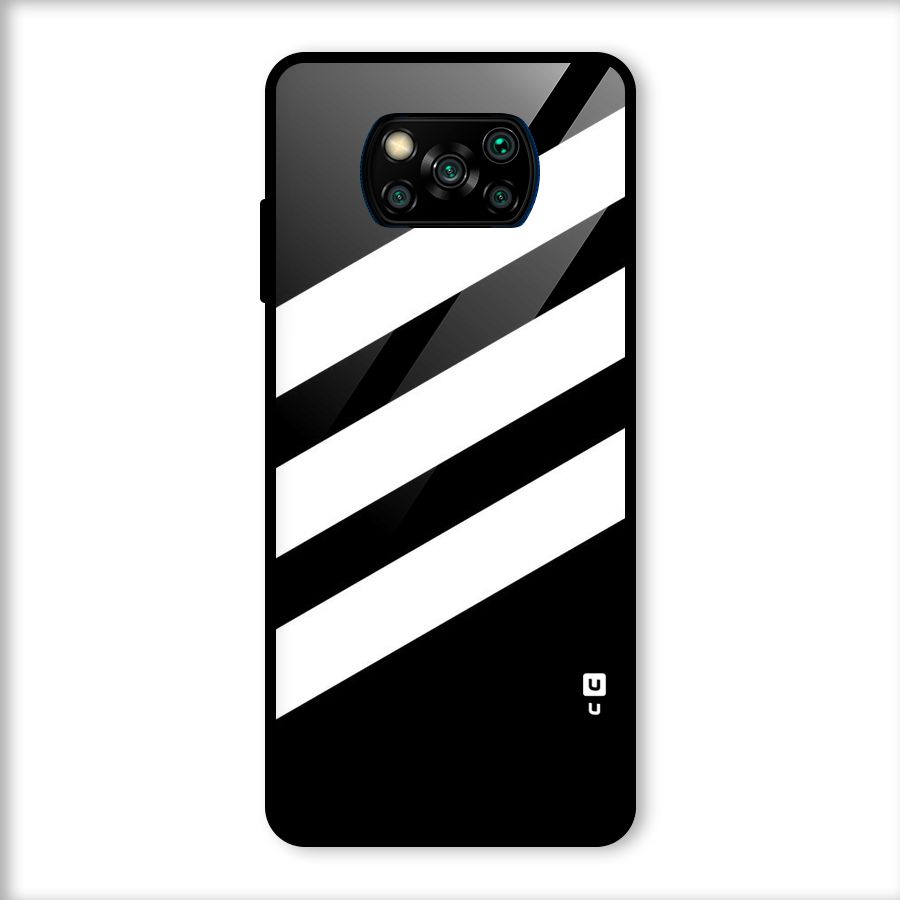 Diagonal Classic Stripes Glass Back Case for Poco X3