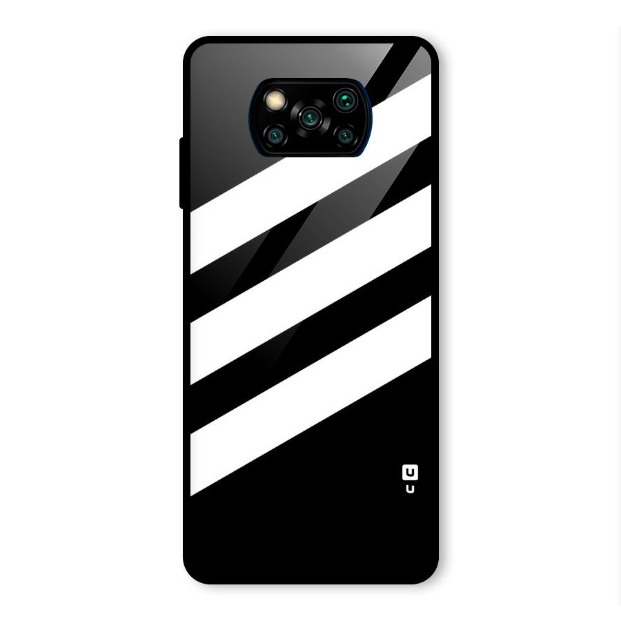 Diagonal Classic Stripes Glass Back Case for Poco X3 Pro