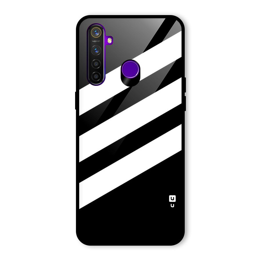 Diagonal Classic Stripes Glass Back Case for Realme 5 Pro