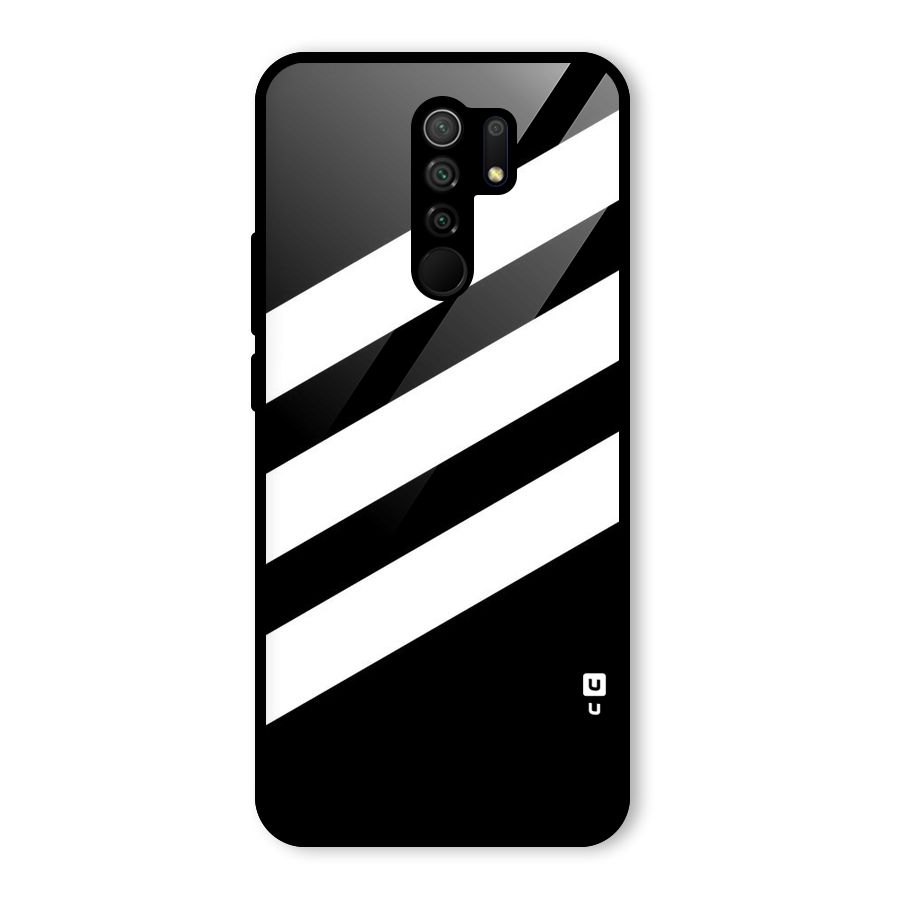 Diagonal Classic Stripes Glass Back Case for Redmi 9 Prime