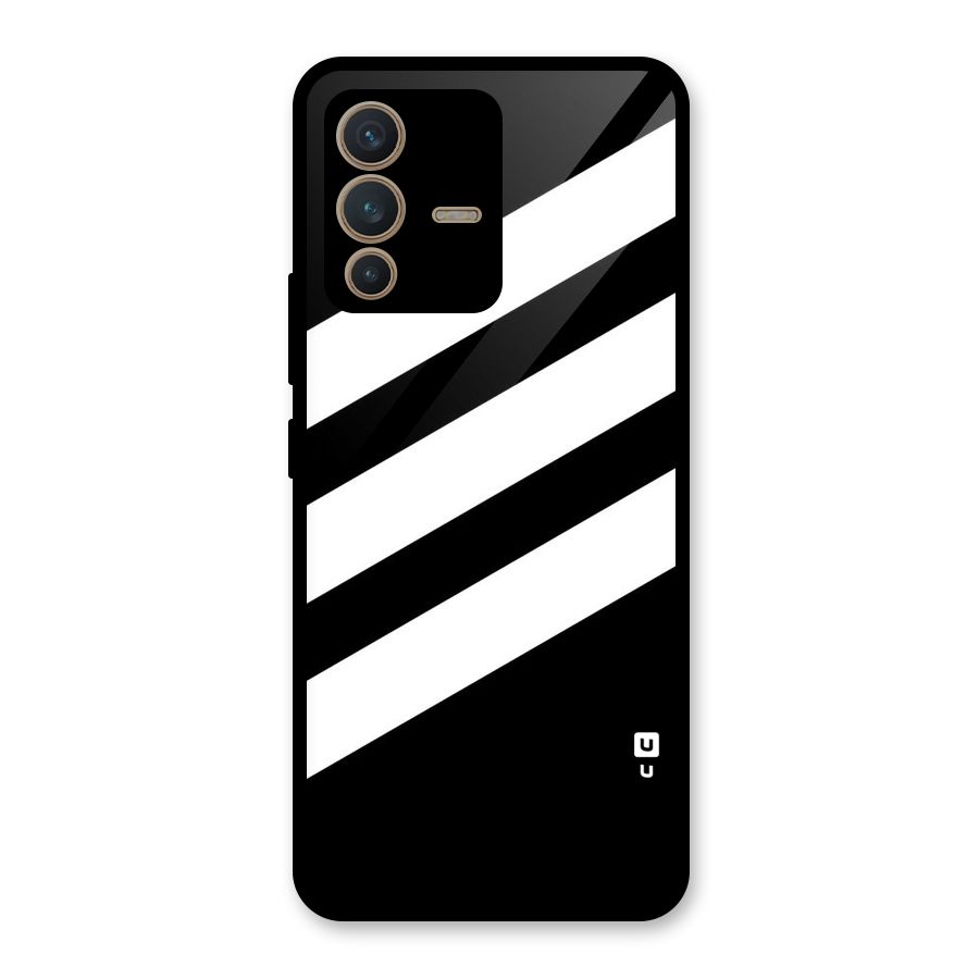Diagonal Classic Stripes Glass Back Case for Vivo V23 5G