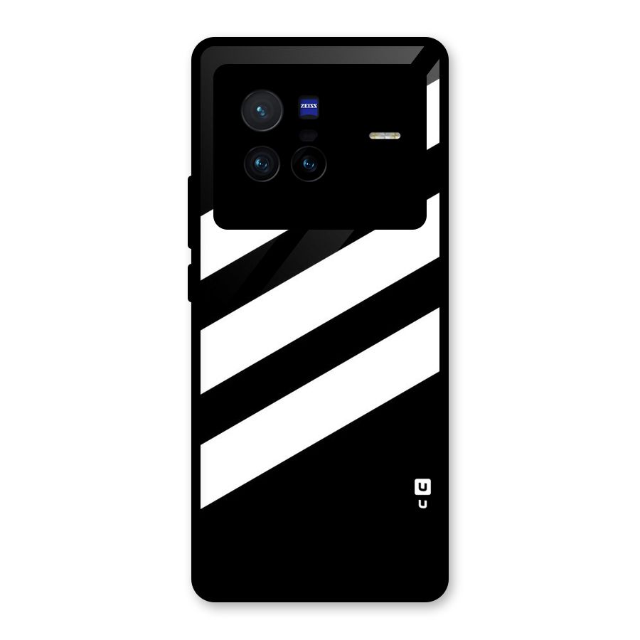 Diagonal Classic Stripes Glass Back Case for Vivo X80