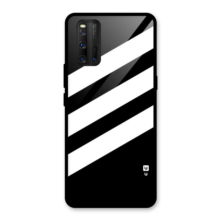 Diagonal Classic Stripes Glass Back Case for Vivo iQOO 3