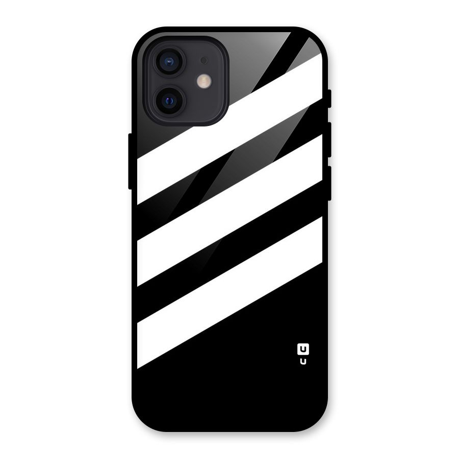 Diagonal Classic Stripes Glass Back Case for iPhone 12
