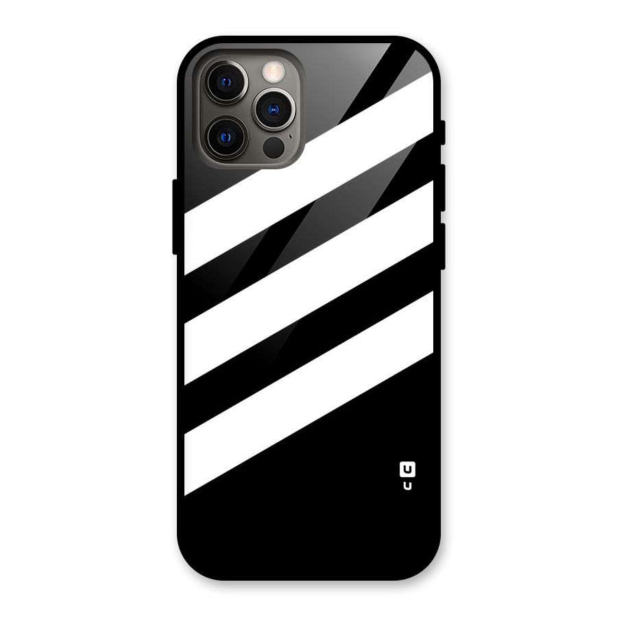 Diagonal Classic Stripes Glass Back Case for iPhone 12 Pro