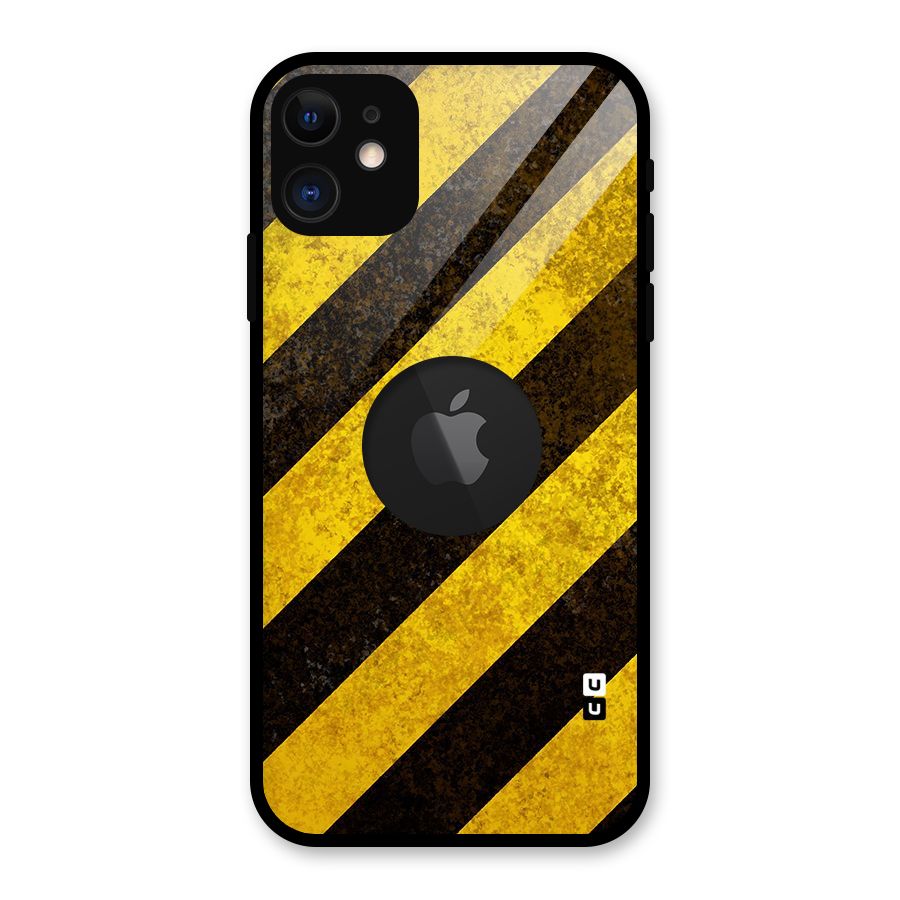 Diagonal Road Pattern Glass Back Case for iPhone 11 Logo Cut