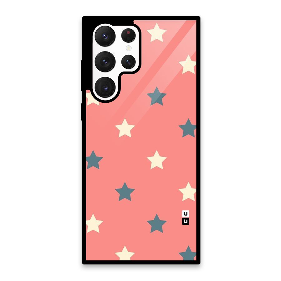 Diagonal Stars Glass Back Case for Galaxy S22 Ultra 5G